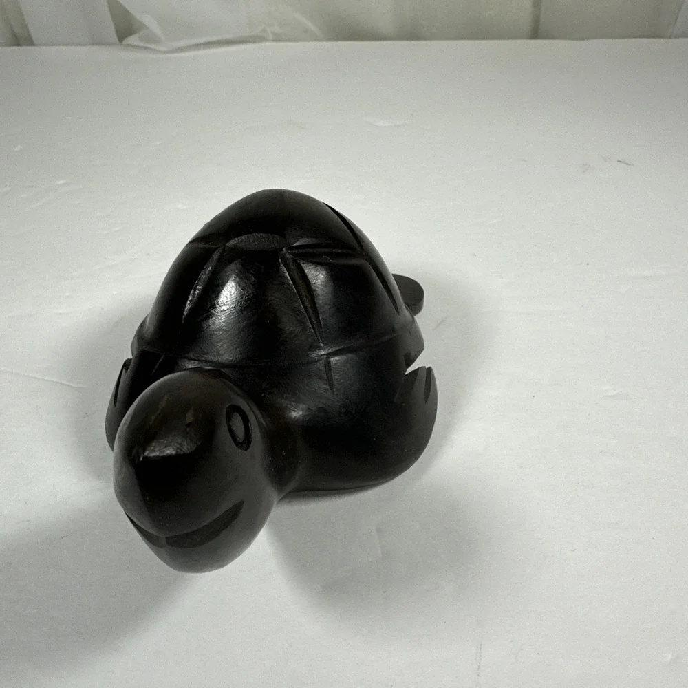 Carved Ironwood Sea Turtle Dark Wood Handmade Figurine 5